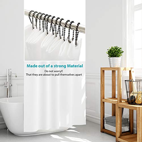 Antique Nickel Shower Curtain Hooks, 6 Inch Ball Chain Design, 12 Pack Rust-Resistant Metal Curtain Rings for Bathroom Rods, Heavy Duty 4.5mm Shower Curtain Hangers - color: Antique Nickel, size: 6 Inch
