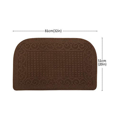 COSYHOMER 32x20 Half Round Kitchen Rug,Non Slip Washable Mat,Brown 2PCS | Polypropylene tufted textile,small half circle rug,kitchen sink mat,Kitchen floor mat - color: Brown 2pcs, size: 1'8" x 2'8" (Semicircular)