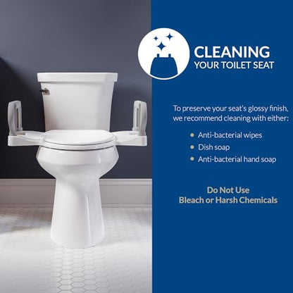Bemis Assist Toilet Seat with Built-in Support Handles, Hinges Never Loosen, Fits Round and Elongated - style: Seat with Handles
