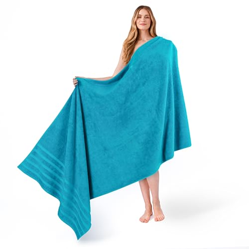 American Soft Linen 100% Cotton Luxury Turkish Towels, 35x70 XL Bath Sheet | Soft Absorbent Quick Dry OEKO Tex Standard 100 Certificated Durable Machine Washable Premium Hotel Quality - color: Aqua Blue, size: 1 Piece set
