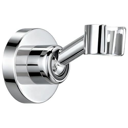 Shower Head Holder All Metal Handheld Shower Head Bracket,Adjustable Shower Spray Holder,Wall Mount Shower Wand Bracket,Chrome Finish