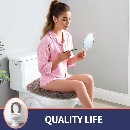 Soft Microfiber Toilet Lid Cover 17.5" x 15" Machine Washable | Solid Toilet Seat Cover Adjustable Rubber Backing Fits Most 16 -17.5" L x 14-16" W Round Oblong and Elongated Toilet Seat - color: Coffee
