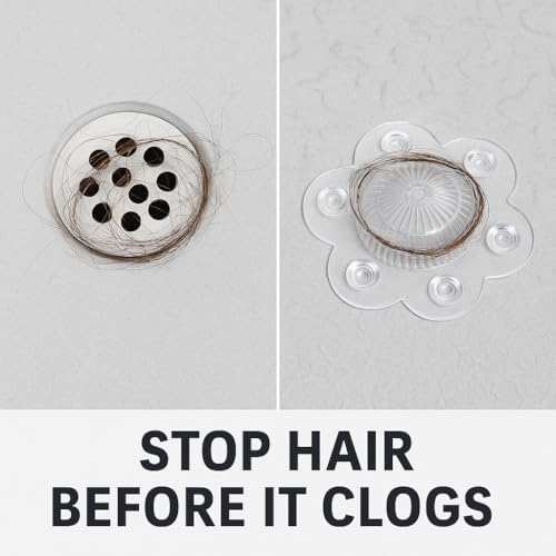 2-Pack Hair Catcher Drain Cover – 5" Dome-Shaped Soft PVC with 6 Suction Cups – Clear Hair Stopper for Shower & Bathtub Drains – Prevents Clogs Without Blocking Water Flow