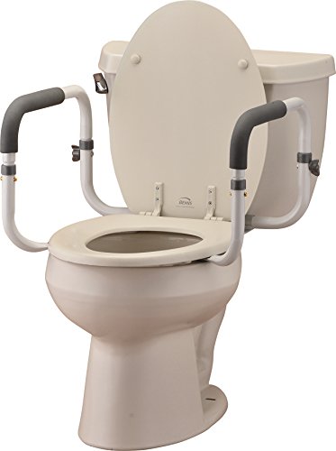NOVA Toilet Safety Hand Rails – Adjustable Padded Armrests, Removable Aluminum Toilet Support Handles for Seniors & Mobility Assistance, Fits Standard & Elongated Toilets, 300 lb Capacity