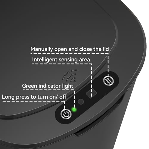 5 Gallon Motion Sensor Bathroom Trash Can Automatic Garbage Cans with Lid Touchless Smart Slim Plastic Trash Bin for Kitchen, Bedroom, Toilet, Office, Living Room - color: Black