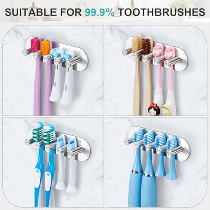 Electric Toothbrush Head Holder, Toothbrush Holders Wall Mounted, Adhesive Tooth Brush Head Holder Organiser, Electric Toothbrushs Holder, Shower Tooth Brushing Holder (Silver, Large) - color: Silver, size: Large