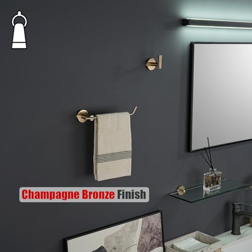 JQK Hand Towel Bar, Champagne Bronze Stainless Steel Towel Ring Holder for Bathroom, 9 Inch Wall Mount Right Hand, TR100-CB - color: Champagne Bronze, size: 9 Inch (Right)