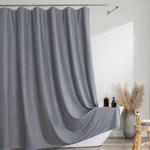 Grey Fabric Shower Curtain 78 Inch Length 1 Piece, Embossed Textured Waffle Cloth Shower Curtains for Bathroom Modern Hotel Spa, Water Resistant Machine Washable, 72Wx78L Inches - color: Grey, size: 72"W x 78"L (Pack of 1)