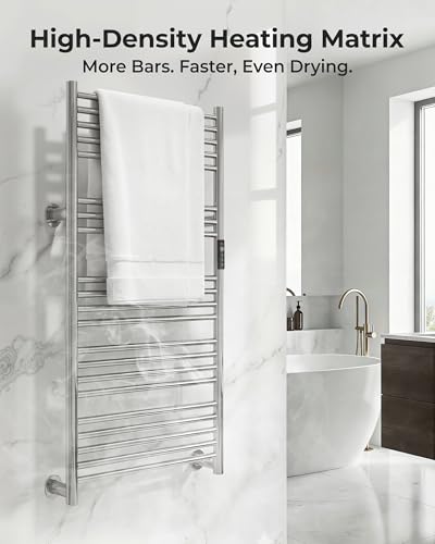 Heated Towel Rack Foldable Smart Dual-Zone APP No-Drill Chrome CA3 - color: Chrome, size: Ultra-21Bar H43.31 x W21.65