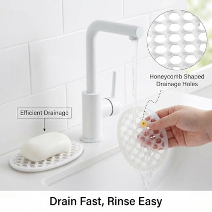 3 Pcs Soap Dish Plastic Clear Bar Holder Tray Container Self Draining Soap Saver with Holes for Kitchen Bathroom Counter Shower