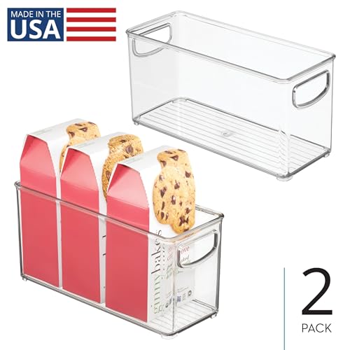 iDesign Plastic Stackable Pantry Bin, Set of 2, Clear | Storage Bin with Handles, For Cabinets or Fridge - style: Pack of 2