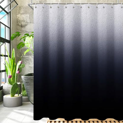 Black Ombre Diatomaceous Earth Shower Curtain Set, 72x72 Inch, Rustic Farmhouse Style for Bathroom - color: Diatomaceous Black, size: 72"W x 72"L (Pack of 1)