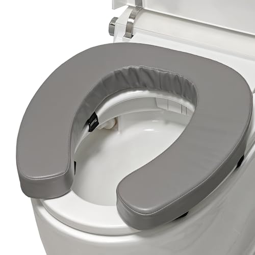 Toilet Seat Cushion with 2-inch High-Density Foam,Toilet Seat Riser-Suitable for Standard,Elongated Toilet Seats Commode Chairs Raised Toilet Seats(Grey) - color: Gray