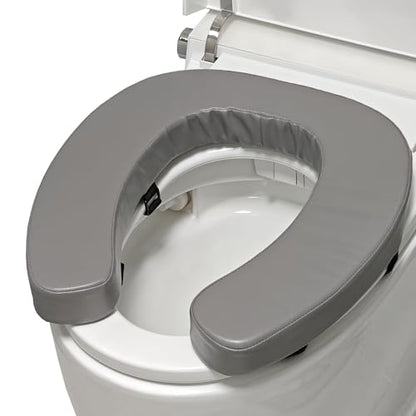 Toilet Seat Cushion with 2-inch High-Density Foam,Toilet Seat Riser-Suitable for Standard,Elongated Toilet Seats Commode Chairs Raised Toilet Seats(Grey) - color: Gray