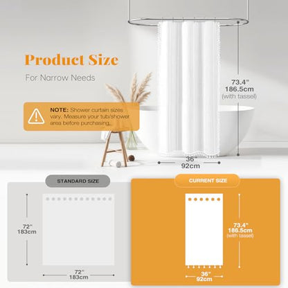 BTTN 3 in 1 Shower Curtain with Liner, 36 Inch Stall Boho Linen Thick Striped Cloth Shower Curtain Set with Hook, Half Rustic Hotel Luxury Waterproof Fabric Shower Curtain for Bathroom, White, 36x72 - color: White With Liner, size: 36"W x 72"L (Pack of 1)