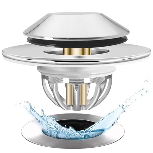 Anlige Bathtub Drain Stopper,Pop Up Tub Stopper Bottom with Drain Hair Catcher,Bathtub Plug and Cover with Strainer,Universal for 1.45 to 1.8in Drain Hole,Replaces Lift & Turn, Tip-Toe or Trip Lever - style: Tub Stopper Bottom Hair Catcher