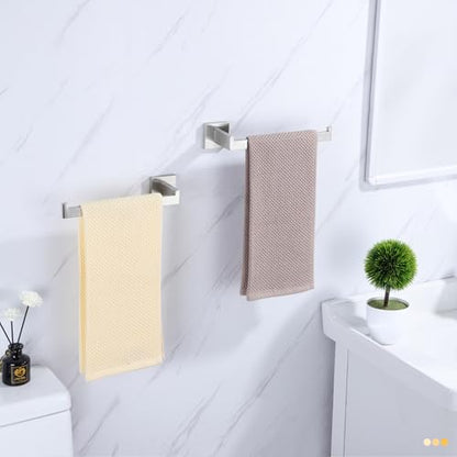 LANC Bathroom Hand Towel Holder 2 Pack Left and Right Side Brushed Nickel Hand Towel Bar 2 Pack 10 Inche Square Towel Ring for Kitchen Cabinet Wall Mount Towel Rack Hanger,A8806BN-LRP2 - color: Brushed Nickel, size: Left & Right