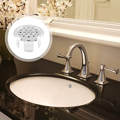 3 Pack Sink Overflow Ring, Chrome Plastic Mesh Basin Drain Cover | Fits 22-25mm Overflow Hole, Tool-Free Flex Buckle Install, Anti-Aging Rust Proof, for Ceramic Bathroom Kitchen Sink - color: Chrome -- 3 Pack, style: Plastic