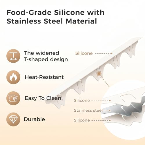 Silicone Stove Gap Covers with Stainless Steel, Oven Gap Filler Seals Gaps Between Stovetop and Counter, Stove Gap Guards Range Trim Kit, Easy to Clean Stove Gap Guard (Beige 2 Pack,25") - color: Beige, size: 25 inches