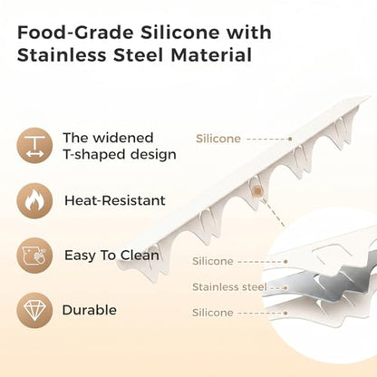 Silicone Stove Gap Covers with Stainless Steel, Oven Gap Filler Seals Gaps Between Stovetop and Counter, Stove Gap Guards Range Trim Kit, Easy to Clean Stove Gap Guard (Beige 2 Pack,25") - color: Beige, size: 25 inches