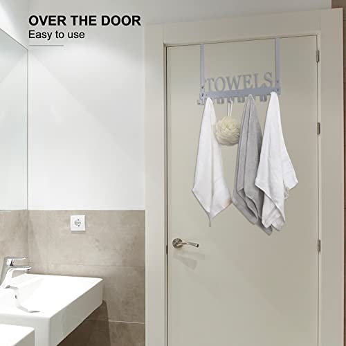 Azmoncy Over The Door Hooks, Heavy Duty Wall Mount Towel Hanger with 8 Hooks for Bedroom, Bathroom, Kitchen Towels, Silver - color: Silver