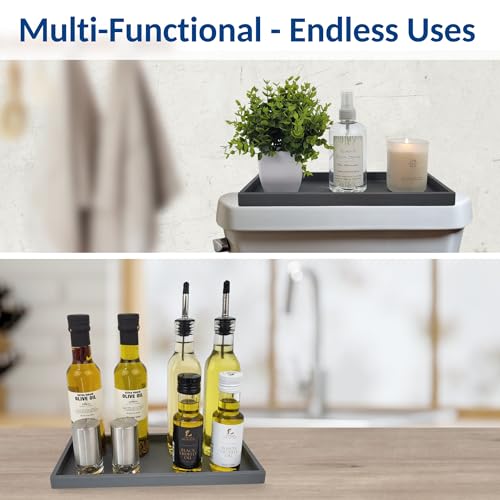 Spacewiser Silicone Countertop & Vanity Bathroom Tray – 2 PC 11.7" | Bathroom Tray Set, Bathroom Tray Countertop, Bathroom Counter Tray, Dish Soap Kitchen Tray & Bathroom Organizer Countertop - color: Modern Gray, size: 2 PC Large - 11.7”
