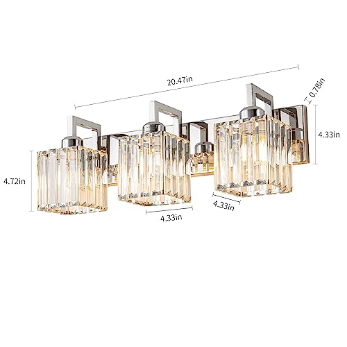 Modern Bathroom Vanity Light 3-Lights Chrome Crystal Wall Lamp Bathroom Modern Crystal Vanity Lighting - color: Chrome Crooked, size: 3-light