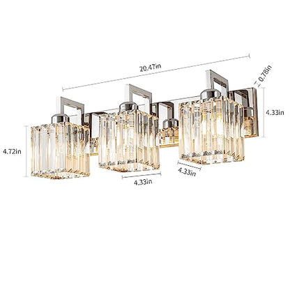 Modern Bathroom Vanity Light 3-Lights Chrome Crystal Wall Lamp Bathroom Modern Crystal Vanity Lighting - color: Chrome Crooked, size: 3-light
