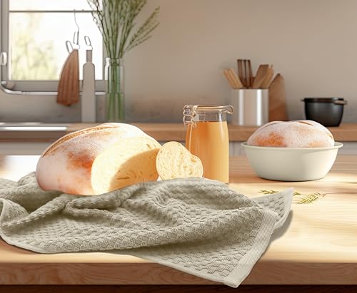 COTTON CRAFT Amazing Kitchen Towel - 12 Pack 100% Cotton Waffle Terry Towel | Beige - 16x28 inch Euro Café Waffle Weave Dish Towels - Soft Absorbent Quick Dry Low Lint Reusable Pantry Bar Cleaning Cloth - color: Beige, size: 12 Pack