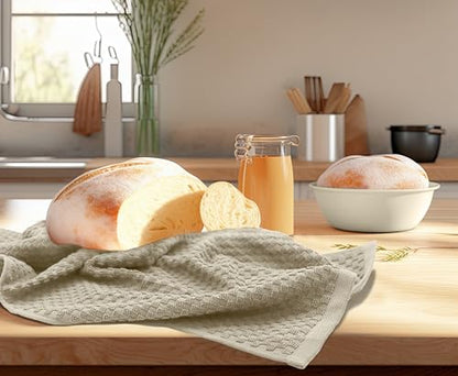 COTTON CRAFT Amazing Kitchen Towel - 12 Pack 100% Cotton Waffle Terry Towel | Beige - 16x28 inch Euro Café Waffle Weave Dish Towels - Soft Absorbent Quick Dry Low Lint Reusable Pantry Bar Cleaning Cloth - color: Beige, size: 12 Pack