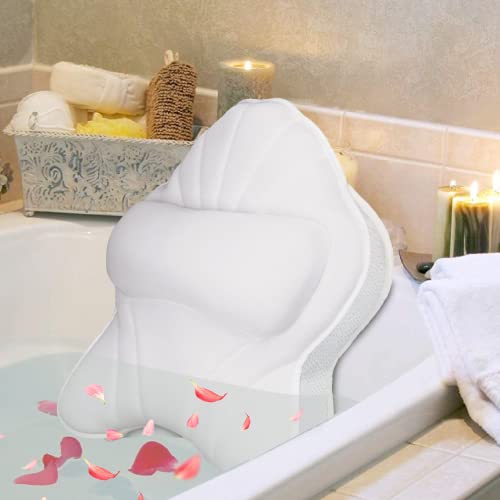 Extra Thick Large Bath Pillow with Neck,Back,Head Support for Bathtub | Soft 3D Mesh Fabric＆Quick Dry, Fits All Tubs, Bath Soaking Accessories, Spa Gifts, White(21''x17'') - size: White(21''x17'')