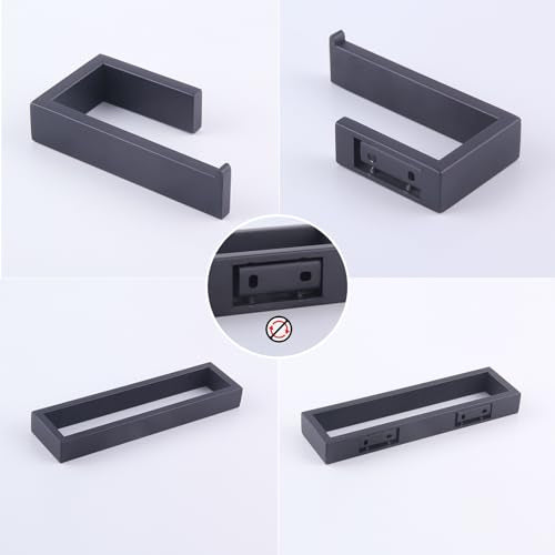 GERZWY Bathroom Accessory 2-Piece Set SUS 304 Stainless Steel Toilet Paper Holder Towel Ring Wall Mount, Matte Black HG1708-2BK - color: Matte Black