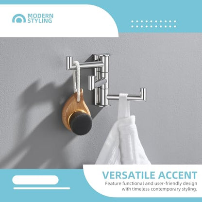 Angle Simple Swivel Towel Hook 3 Arms, Robe Coat Wall Hook, Polished Chrome | Rustproof SUS304 Stainless Steel Hand Towel Holder, Foldable Space Saver for Bathroom Kitchen Closet Entryway, Screws Mounted - color: Polished Chrome, size: 1 Pack