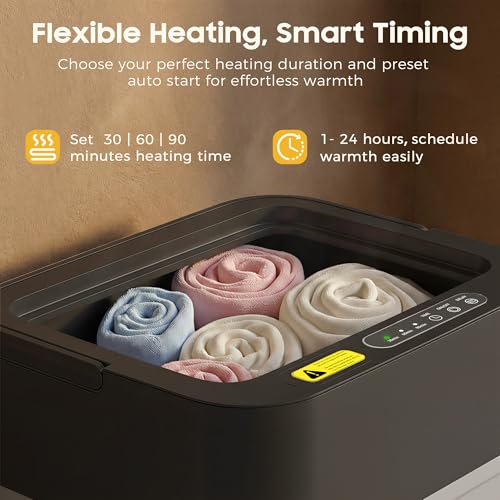 Foldable Towel Warmer,30L Hot Towel Warmers for Bathroom and SPA with 24H Timer,Large Auto Shut Off Towel Heater Bucket Fits Up to Oversized Towels,Bathrobes,Blankets,Fast Heating Towel Dryer for Home