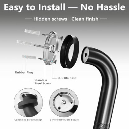 2 Pack Shower Grab Bars for Bathroom 16 Inch Black Stainless Steel Anti-Slip Knurled Grip Home Care Bath Handrail Safety Hand Rail Support for Showers Seniors Elderly Assist Handicap Bath Handle - style: Knurled 2 Pack 16 Inch