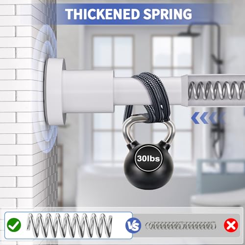 Shower Curtain Rod 36-68 Inches (3-5.6ft) Non Rust Adjustable White Shower Rod Spring Tension Non Slip No Drilling Stainless Steel Shower Rods for Bathroom Window - color: White, size: 36"-68"