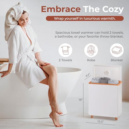 SereneLife Luxury Rectangle Towel Warmer - Spa & Bathroom Heater with Custom Fragrance, Auto Shut-Off, Fits 2 large Towels, Blankets, Bathrobes, PJ's - Perfect Gift for Him & Her (Natural Wood) - color: Natural Wood