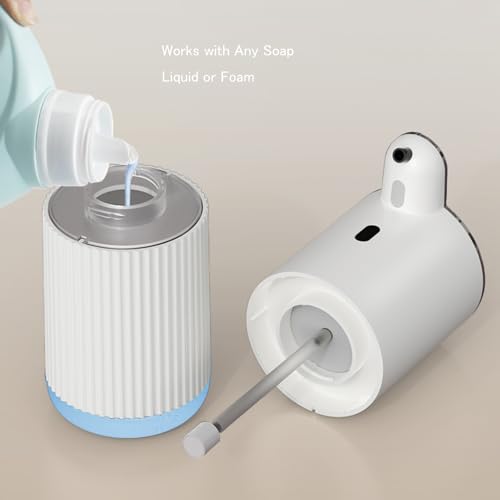 Automatic Soap Dispenser with LED (Battery% & Foam Level), 7000 Uses, 6 Foam Settings, Wall Mount/Countertop, USB-C Rechargeable, for Bathroom Kitchen, White - size: Foam