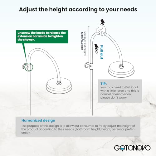 gotonovo Exposed Shower Faucet Set with Tub Spout Polished Chrome | Brass Bathroom Shower System,8 Inch Rainfall Head with Handheld Spray and Tub Filler,Adjustable Height,6’’ Hole Distance - color: Chrome