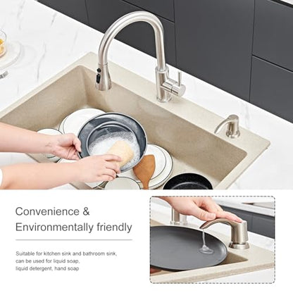 Kitchen Sink Soap Dispenser - Brushed Nickel, G080BN-G | Sink Soap Dispenser Pump with 40" Silicone Soap Dispenser Extension Tube, Say Goodbye to Frequent Refills - color: Brushed Nickel, size: with Hose