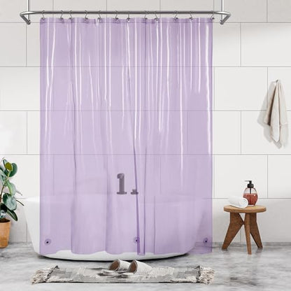 Barossa Design Clear Lavender Shower Curtain Liner Standard Size | Premium PEVA, PVC Free, Metal Grommets, Waterproof Lightweight Translucent Lavender Curtain with 3 Magnets for Bathroom - color: Clear Lavender, size: 72"W x 72"L (Pack of 1)
