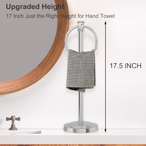 Hoimpro Hand Towel Holder Free Standing Towel Bar Polished Chrome | Hanging Floor Hand Towel Rack Ring,for Bathroom Kitchen Vanity Countertops, Hardware Accessories SUS 304 Heavy-Duty Base - color: Chrome