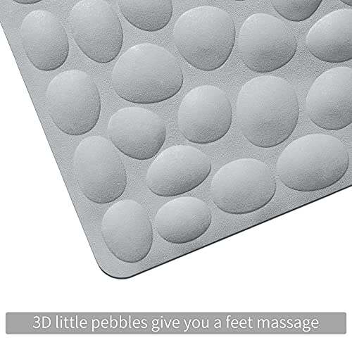 Non-Slip Bathtub Mat OTHWAY Soft Rubber Bathroom Bathmat with Strong Suction Cups (Grey) - color: Grey, size: 40" x 16" (Rectangular)