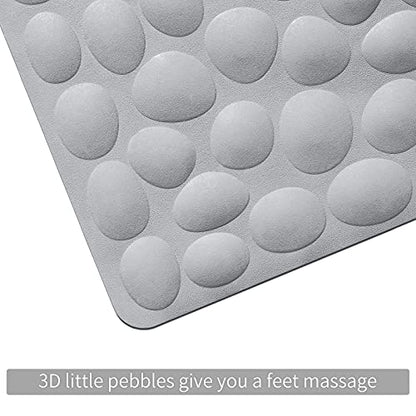 Non-Slip Bathtub Mat OTHWAY Soft Rubber Bathroom Bathmat with Strong Suction Cups (Grey) - color: Grey, size: 40" x 16" (Rectangular)