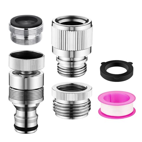 Sink Faucet Quick Connect Adapter, Kitchen Bathroom Faucet Hose Snap Coupling Adapter to Garden Hose Connector Compatible with Dishwasher, Washing Machine, Shower Hose, Pet Bathing Attachment - size: Swivel Faucet Adapter