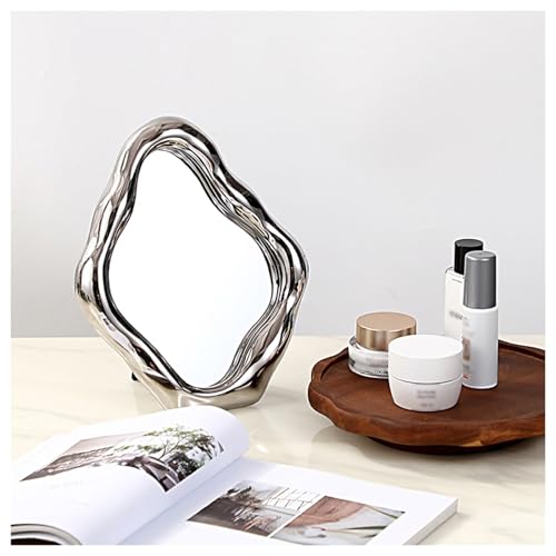 Ceramic Makeup Mirror, Desktop Vanity Mirror, Decorative Wall Mirror, Freestanding Movable Table Mirror