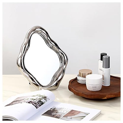 Ceramic Makeup Mirror, Desktop Vanity Mirror, Decorative Wall Mirror, Freestanding Movable Table Mirror