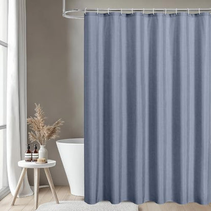 Extra Long Fabric Shower Curtain,No Liner Needed,72x96,Blue Gray | 2-in-1 Design,Linen Textured,100% Waterproof TPU-Laminated Backing,Magnetic Weighted,Machine Washable,For Bathroom,Hotel - color: Blue Grey, size: 72"W x 96"L (Pack of 1)