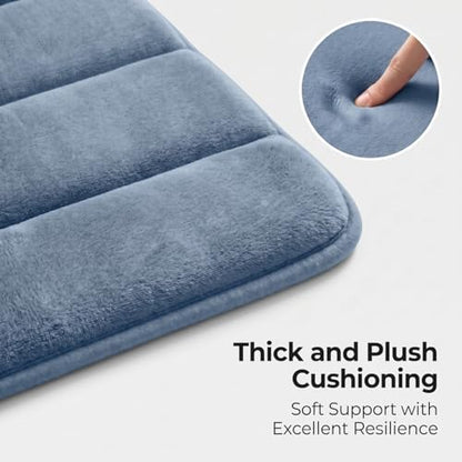 Bathroom Rugs Set 3 Piece, Memory Foam Bath Rugs, Non Slip Washable Bathroom Rug Set, Extra Soft Absorbent Bath Mats with U-Shaped Toilet Rug, Dusty Blue - color: Dusty Blue