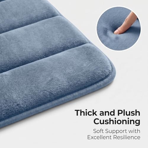 2 Piece Memory Foam Bath Mat Set, Extra Soft Absorbent Bathroom Rugs with U-Shaped Toilet Rug, Non-Slip Backing, Machine Washable, 24x16 + 20x20 U-Shaped, Dusty Blue - color: Dusty Blue